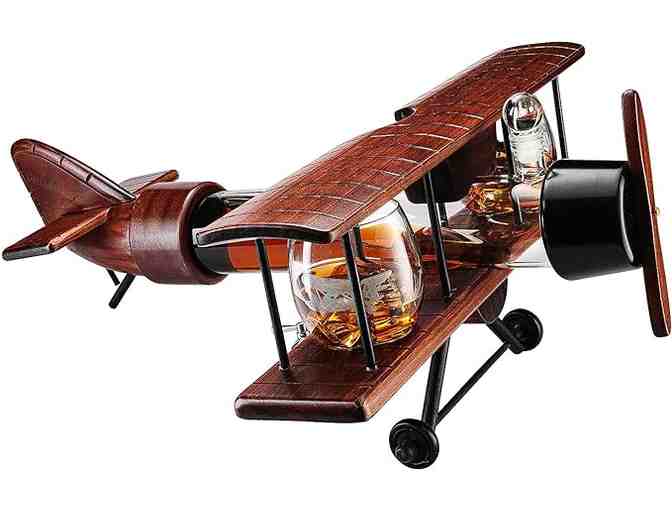 Aircraft Whiskey or Wine Decanter! With Etched Glasses!