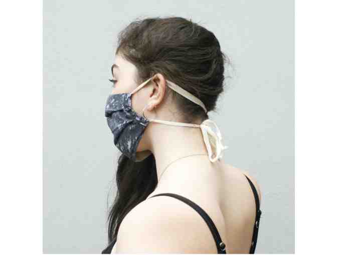 Grey Black Splatter Paint Hand Dyed Batik Linen Face Mask By Rustic Loom