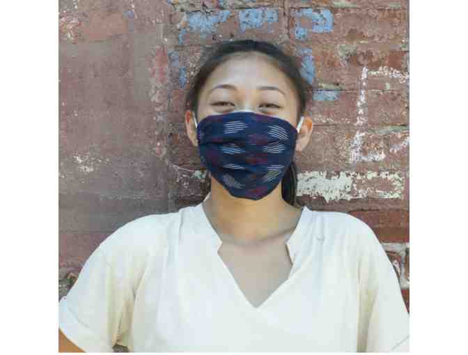 Navy Blue Modern Dot Reusable Hand Dyed + Woven Face Mask by Rustic Loom