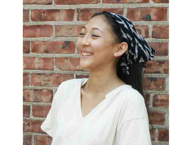 Black Grey Zig Zag Ikat Cotton Bandana- Rustic Loom