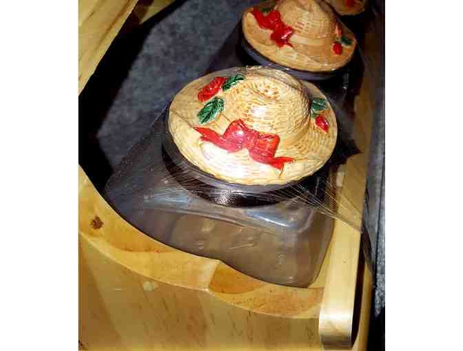 Decorative Jars in Wood Holder