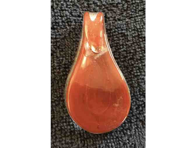 83-Teardrop Glass Pendant - Silver, Gold and Red