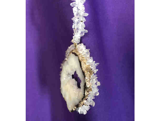 118- Encrusted and gold dipped geode necklace