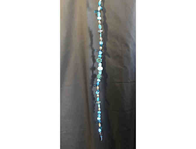 108- 'Blue on Blue' Bead and stone hanging charm