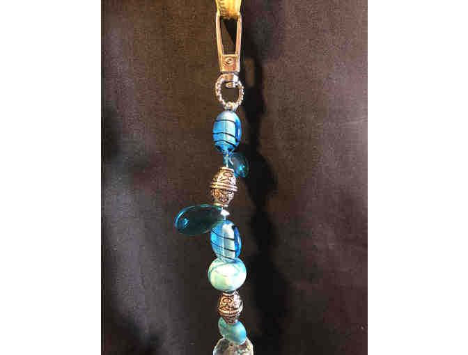 108- 'Blue on Blue' Bead and stone hanging charm