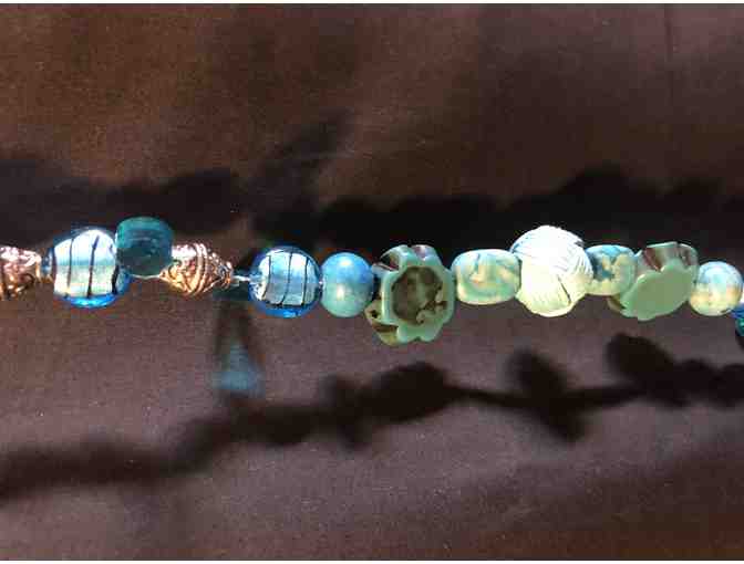 108- 'Blue on Blue' Bead and stone hanging charm