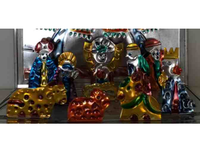 Vintage Mexican Tin Nativity Scene in a Folding Case