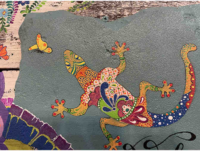 Handpainted Wood Welcome Sign with Granite Piece