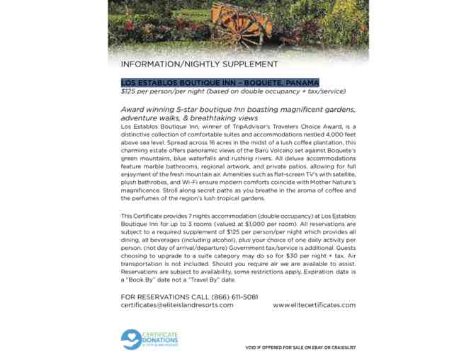 PANAMA: LOS ESTABLOS BOUTIQUE INN - 7 nights/ 3 rooms