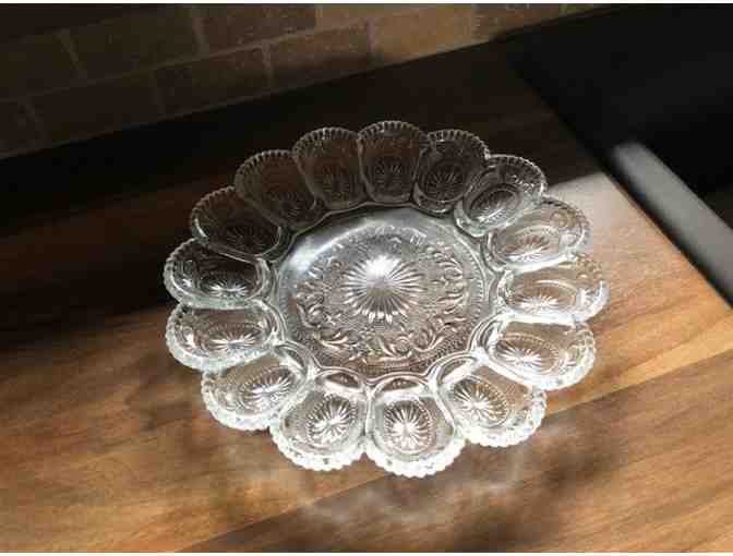 Crystal deviled egg serving dish