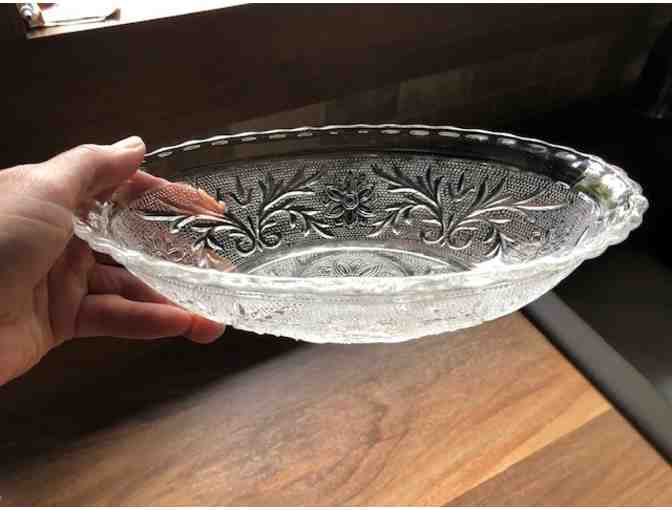 Oval glass candy dish