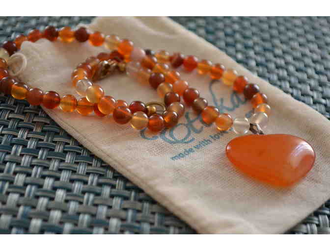 Handmade Carnelian Bead Necklace with Carnelian Heart