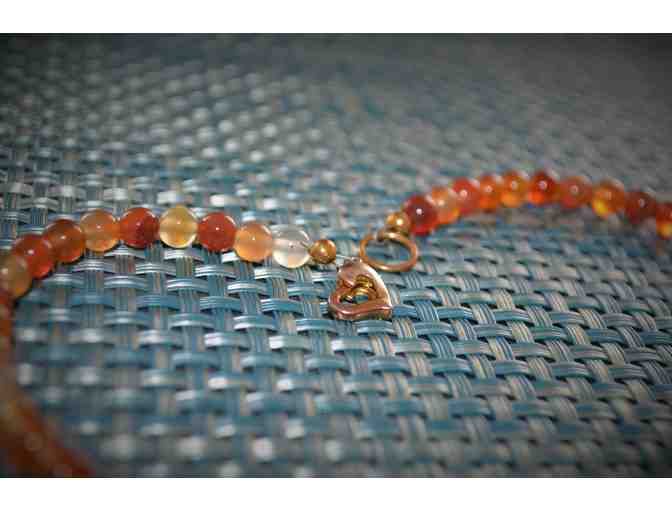 Handmade Carnelian Bead Necklace with Carnelian Heart