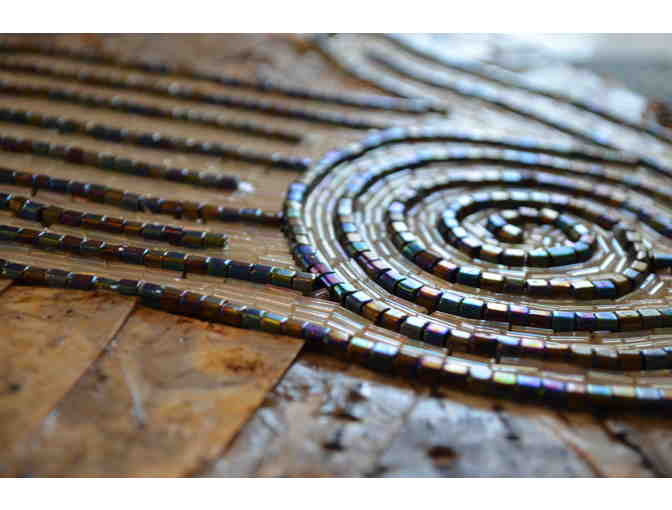 Hand labyrinth mosiac - Glass Beads and Birch Bark
