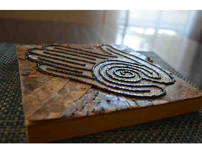 Hand labyrinth mosiac - Glass Beads and Birch Bark