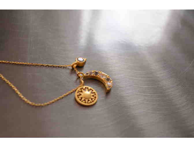 Ascending Light Necklace Featuring the Sun, Moon & White Topaz