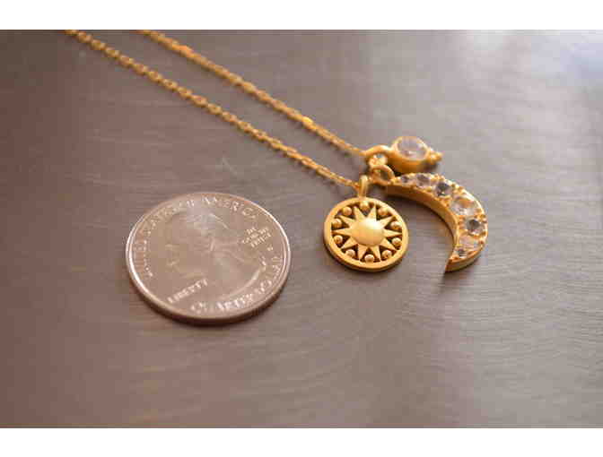 Ascending Light Necklace Featuring the Sun, Moon & White Topaz