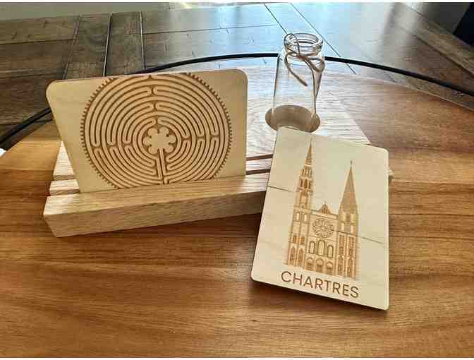A Piece of Chartres | Wooden Photo Display with Labyrinth & Cathedral Art