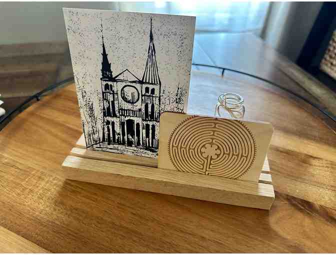 A Piece of Chartres | Wooden Photo Display with Labyrinth & Cathedral Art