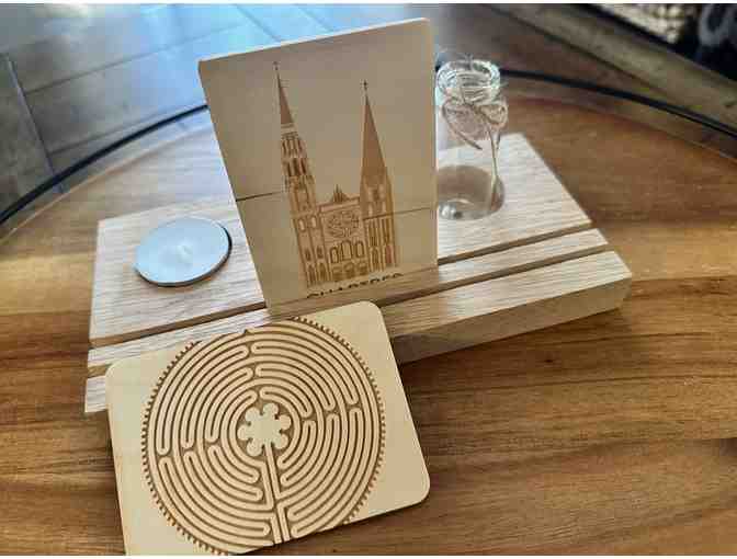 A Piece of Chartres | Wooden Photo Display with Labyrinth & Cathedral Art