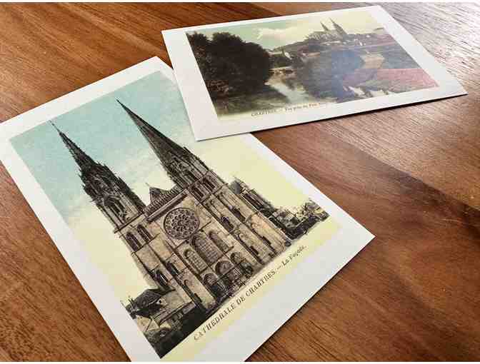 Chartres, France | Set of 2 Colorized Postcards (Vintage Inspired)