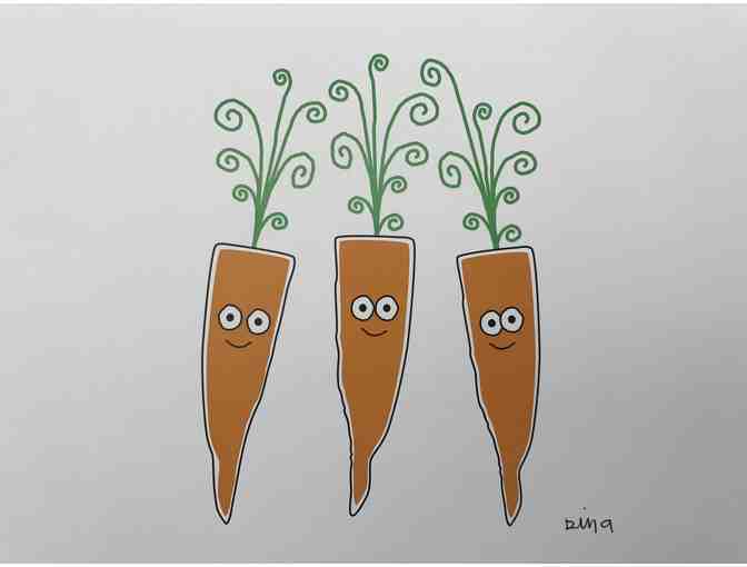 BUGGED OUT - (5) Art Prints with Fruit/Veggie Design