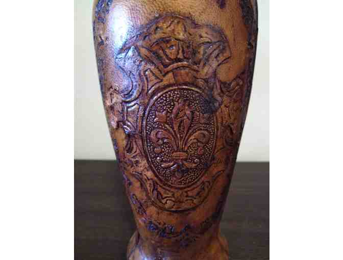 Embossed Italian Leather Bottle with Stopper