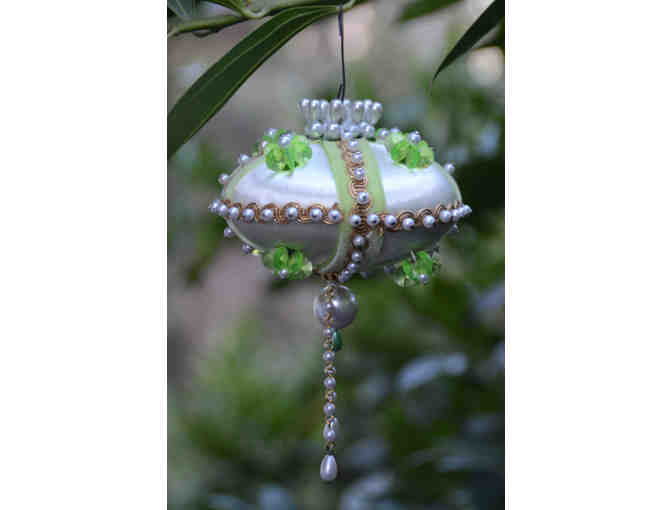 Retro beaded ornaments, greens