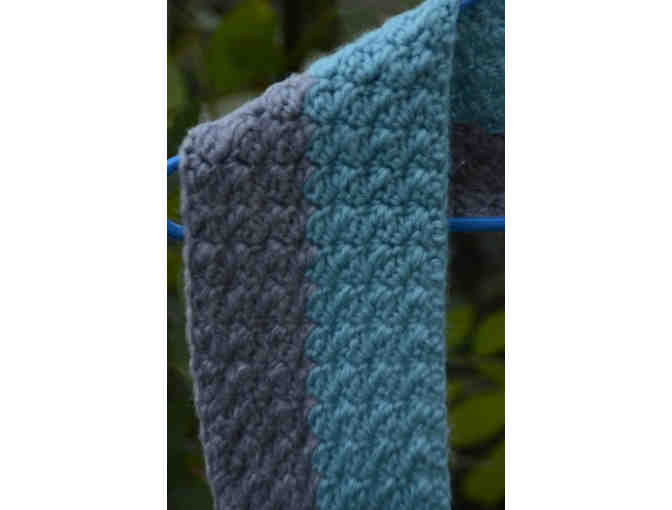 Grey and Green crocheted scarf