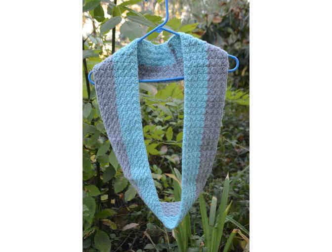 Grey and Green crocheted scarf