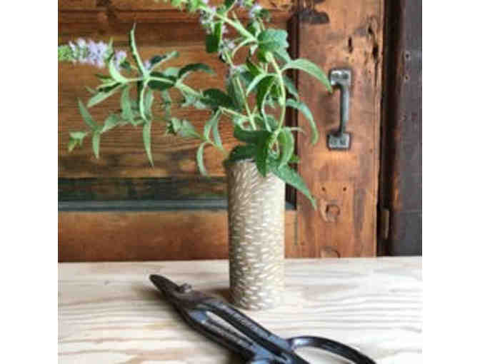 Carved Stoneware Bud Vase, Handmade by Waverly Parent, Bianca Pulitzer