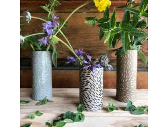 Carved Stoneware Bud Vase, Handmade by Waverly Parent, Bianca Pulitzer