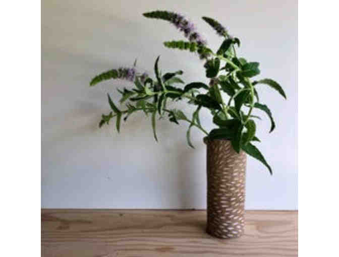 Carved Stoneware Bud Vase, Handmade by Waverly Parent, Bianca Pulitzer
