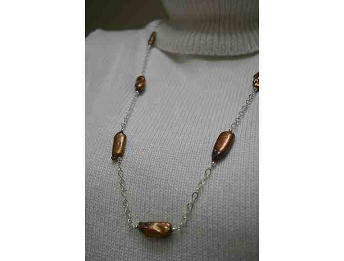 Stick Pearl & Chain Necklace with Earrings