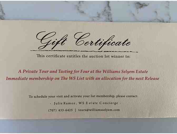 Williams Selyem Magnum and Private Tasting for Four