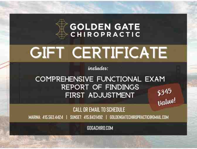 Golden Gate Chiropractic: Exam, Report and First Adjustment