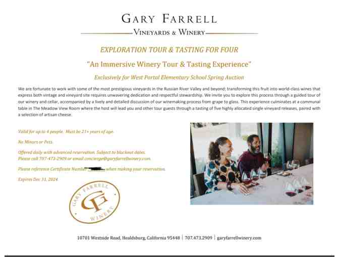 Gary Farell Winery: Tour and Tasting