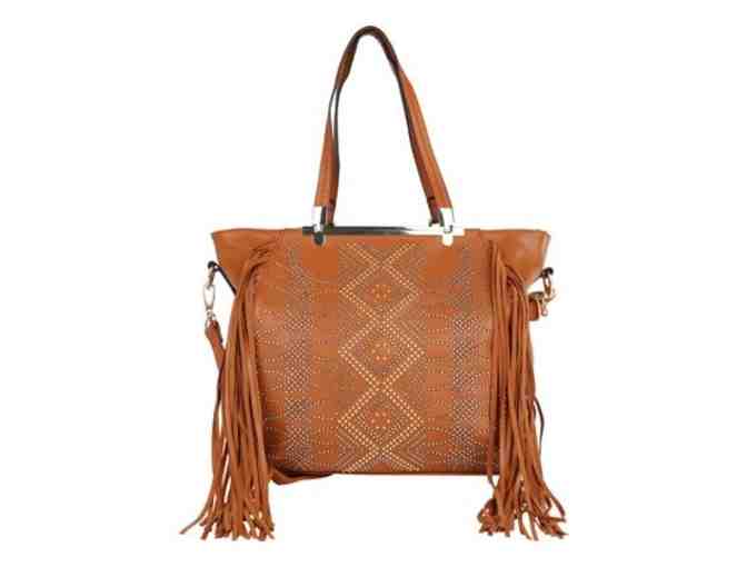 Orange Geometric Fringe Tote