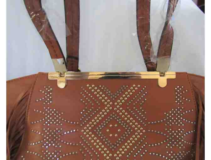 Orange Geometric Fringe Tote