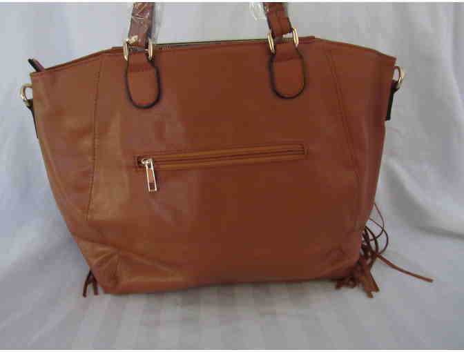 Orange Geometric Fringe Tote