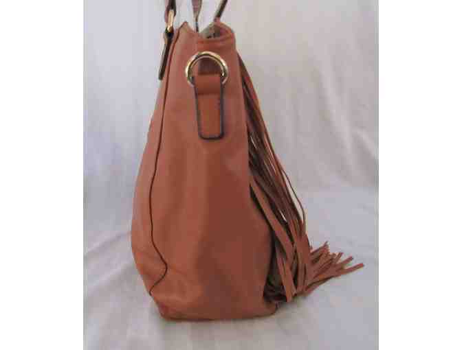 Orange Geometric Fringe Tote