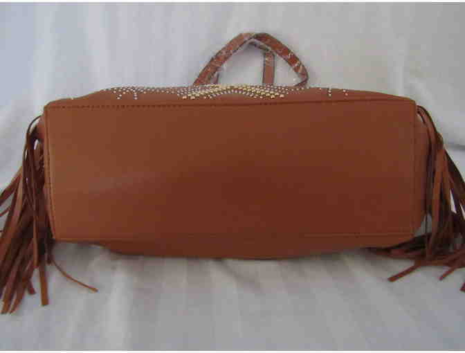 Orange Geometric Fringe Tote