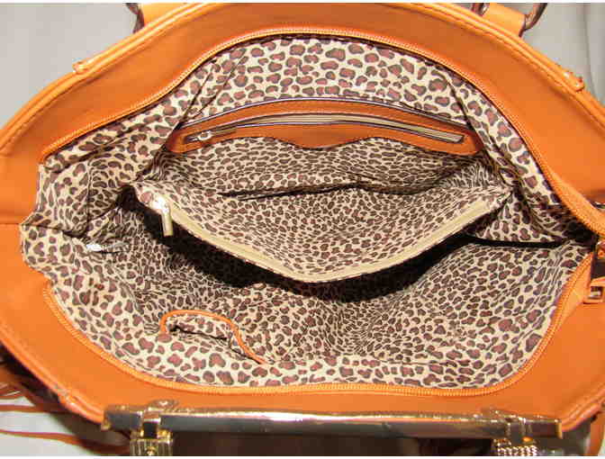 Orange Geometric Fringe Tote