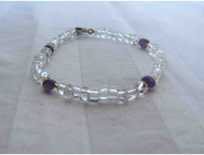 Clear Beads with Purple and Gold Accent Bracelet
