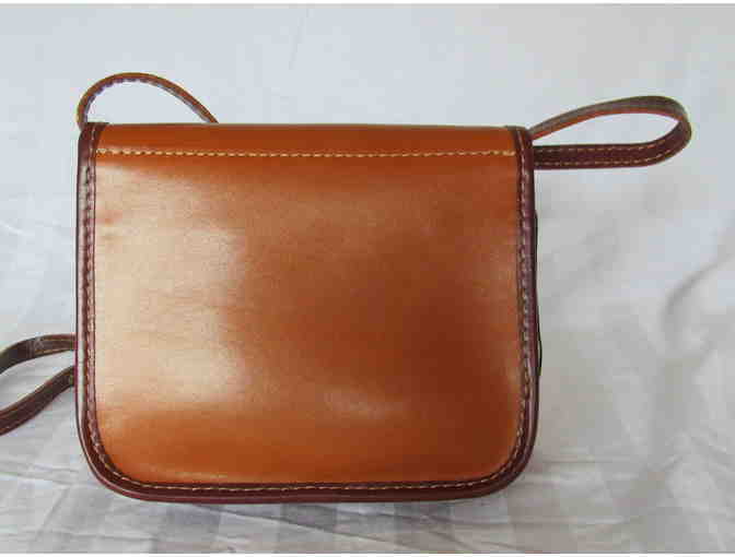 Cognac Buckle-Accent Leather Crossbody