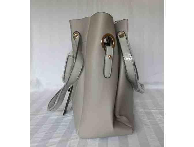 Stone Gray Tassel-Accent Tote & Cosmetic Pouch Set