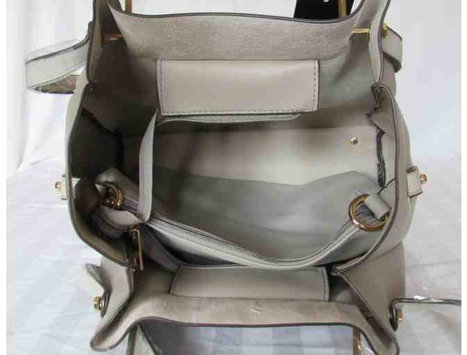 Stone Gray Tassel-Accent Tote & Cosmetic Pouch Set