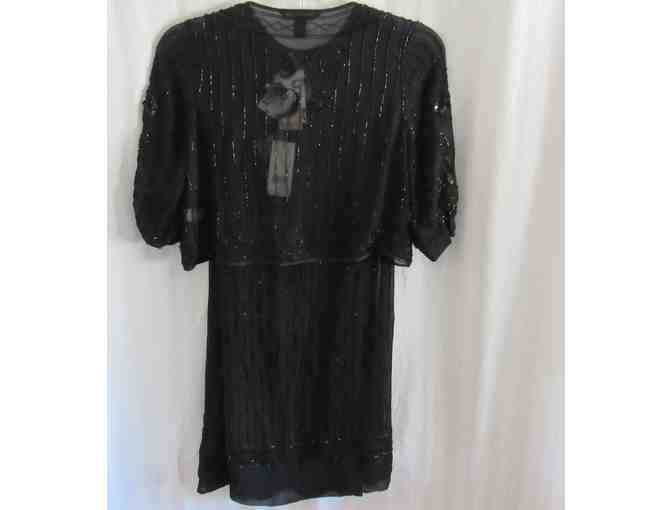 Banana Republic 3 Piece Black Beaded Dress  - Petite Small