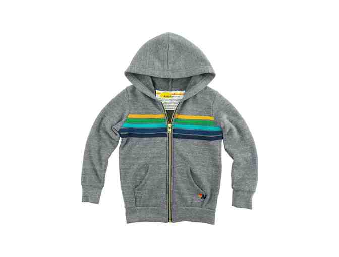 Aviator Nation 5 Stripes Kids Hoodie Sweatshirt in Heather Grey - Size 14
