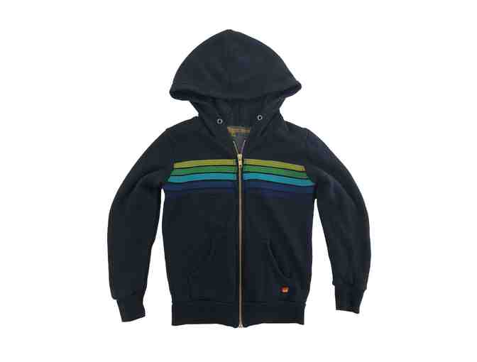 Aviator Nation 5 Stripes Kids Hoodie Sweatshirt in Charcoal - Size 6